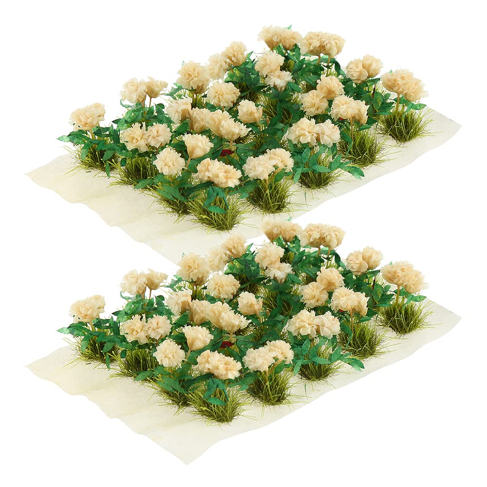 Yetaha 40 Pcs Flower Cluster, Vegetation Groups Grass Tuft, Handmade Premium Static Model Miniature Shrubs, Flower Grass Scenery for DIY Garden Courtyard Railway Landscape Layout (Gardenia, White)
