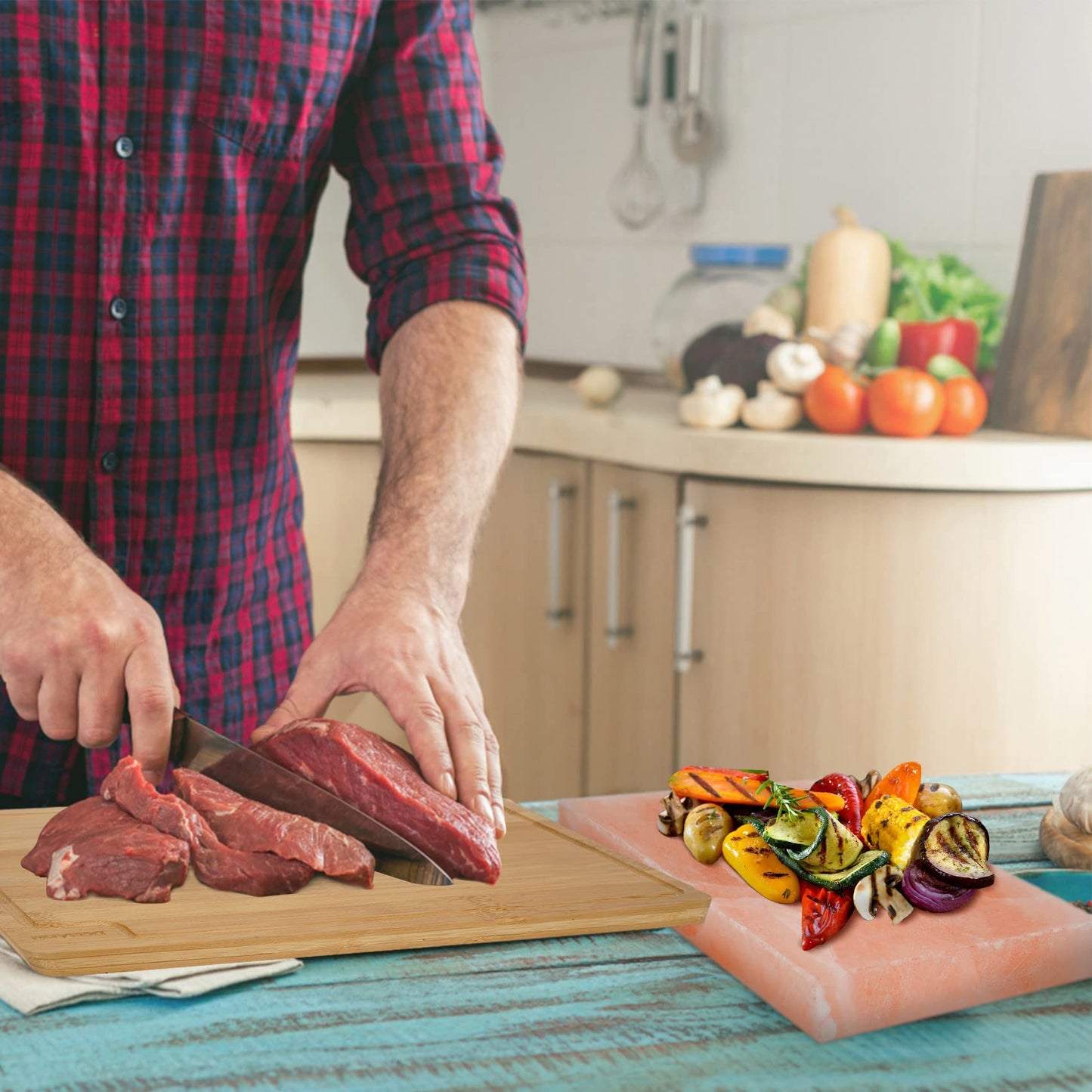 DOBADN Himalayan Salt Block Cooking Plate Safe & Easy Salt Slab and Grilling Stone, 12"x8"x1.5"