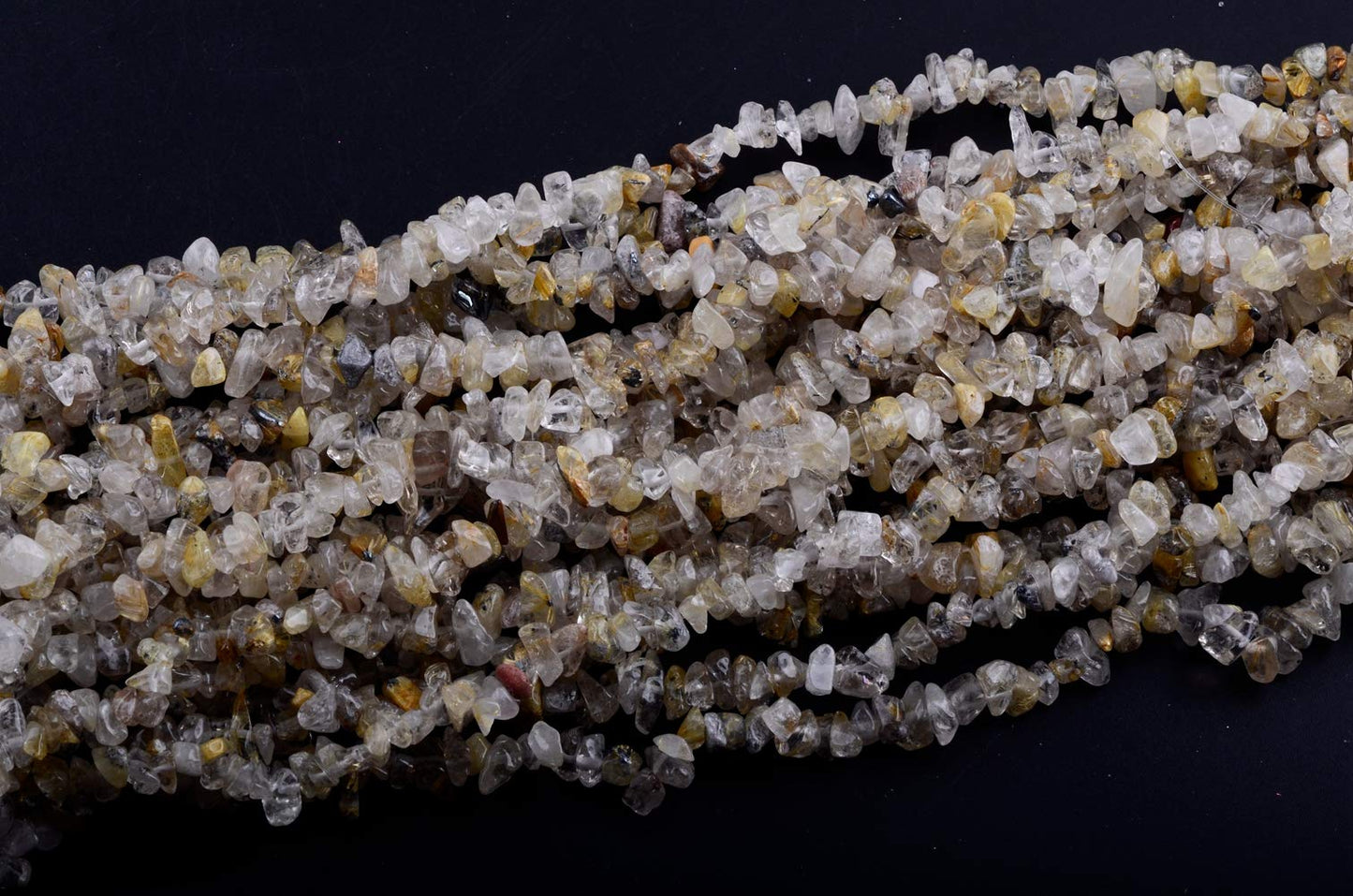 Natural Chip Stone Beads 5-8mm Rutilated Quartz About 400 Pieces Irregular Gemstones Healing Crystal Loose Rocks Bead Hole Drilled DIY for Bracelet Jewelry Making Crafting (5-8mm, Rutilated Quartz)