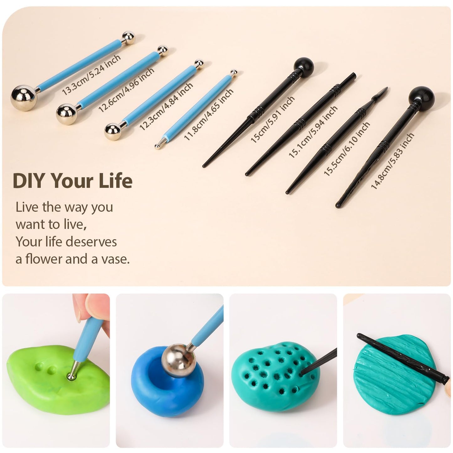 Tovotum 57PCS Pottery Sculpting Tools Ceramic Clay Carving Tools Set for Beginners Expert Art Crafts Pottery Clay Tool