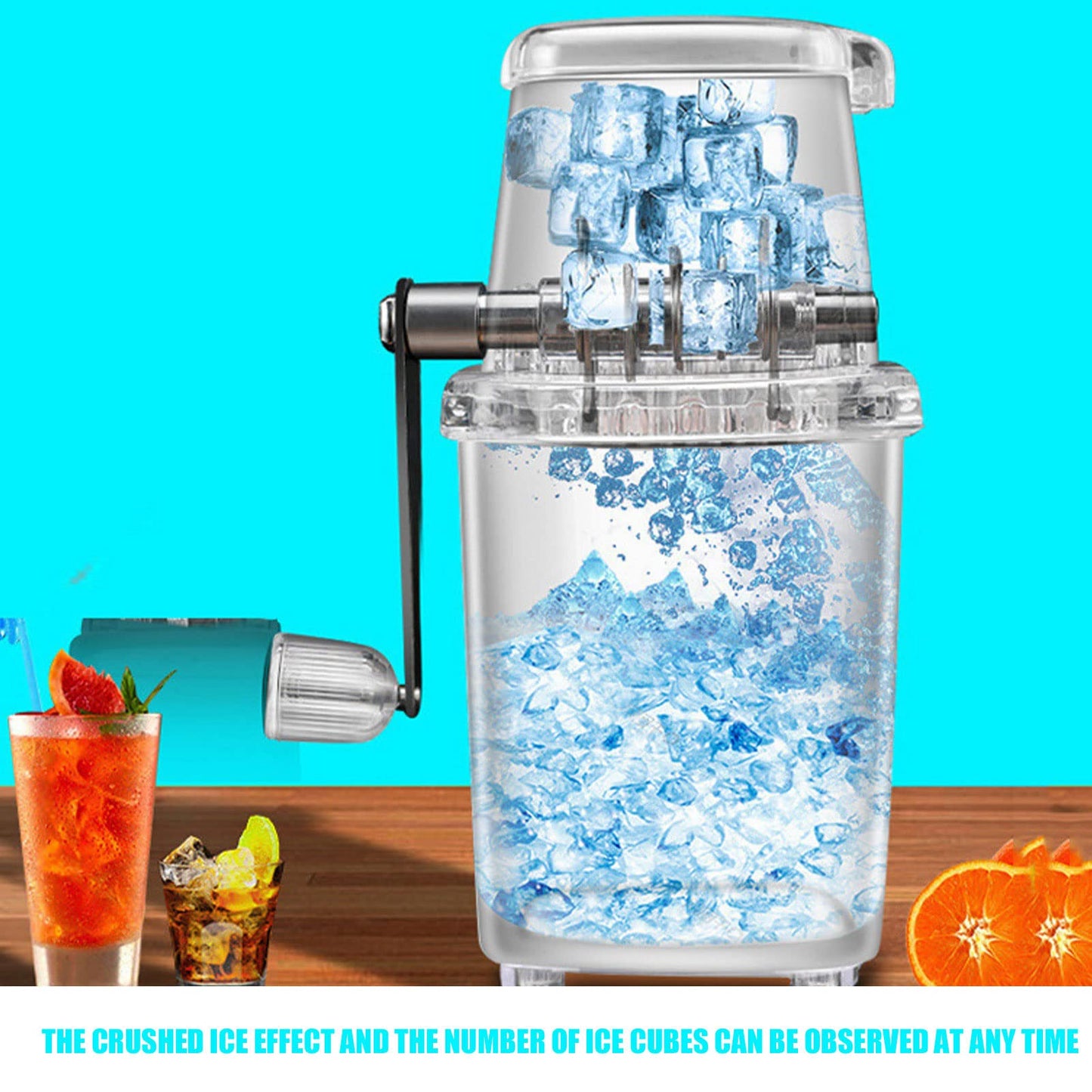 YOUTHINK Ice Crusher, Manual Ice Crusher Small Portable Crusher Hand Operated Snow C1 Machine Grey for Home Kitchen Summer Cooling