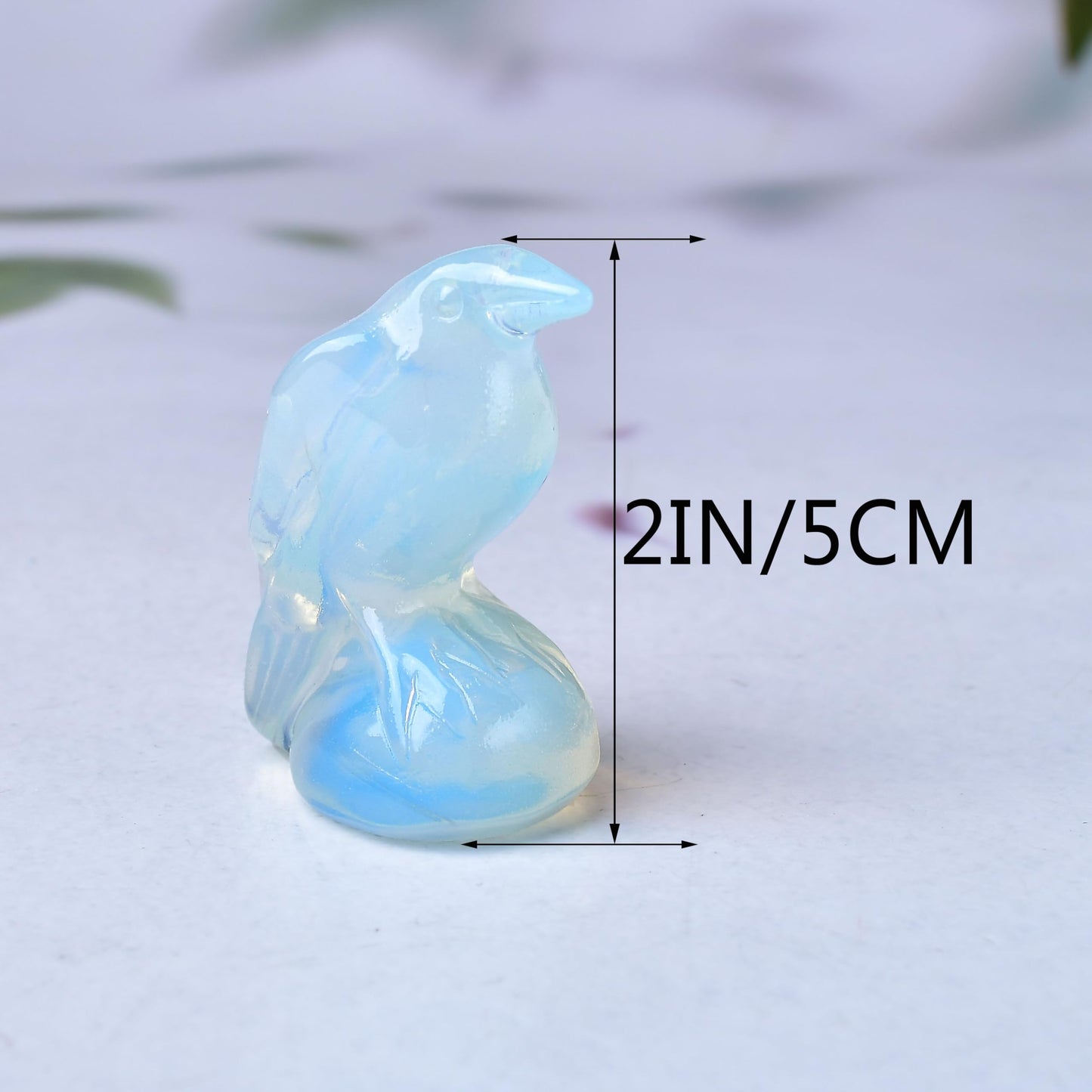 WUYOUSHI Natural Opal Crystal Raven Statue 2" Healing Crystal Handmade Sculpture Lucky Guardian Pocket Statues Reiki Meditation Office Home Decoration Gift