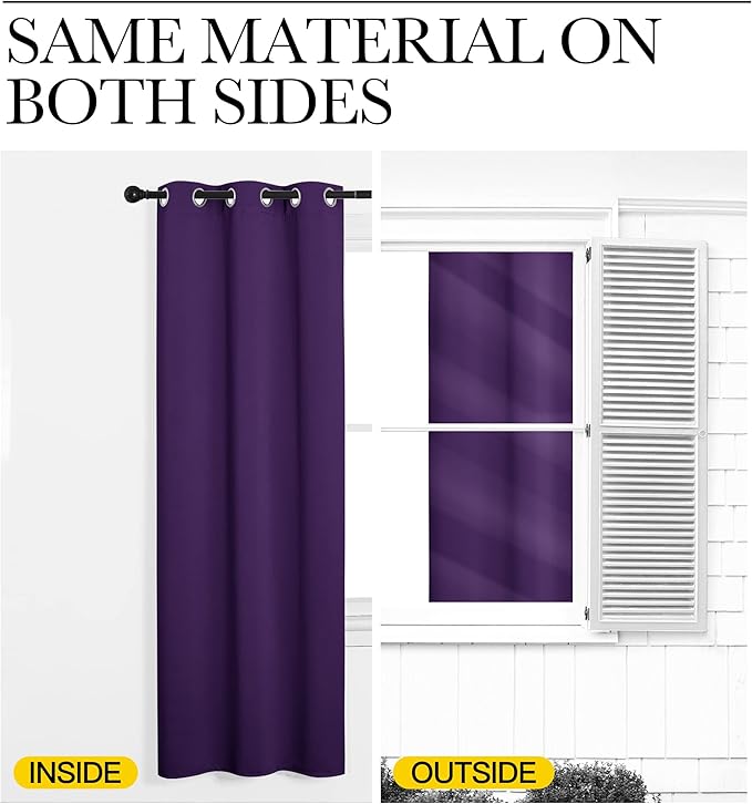 NICETOWN Royal Purple Blackout Curtains 102 inches Length for Living Room, 2 Panels, 55" Wide, Thermal Insulated Long Drapes for Large Window