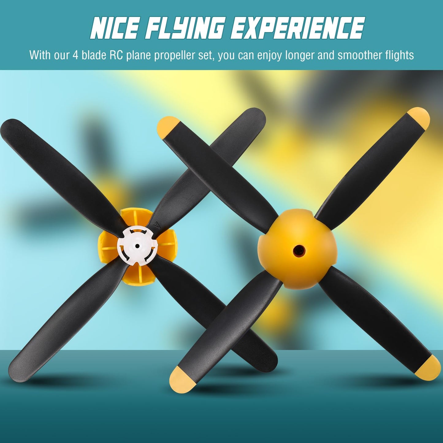 Hollowfly 6 Sets Spare Rc Plane Propellers Compatible with 500mm P51 Rc Plane 4 Channel Remote Control Airplane P51 with Propeller Savers Adapter, Yellow Nose