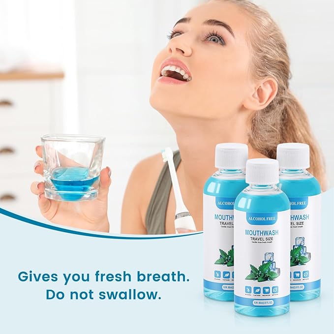 25 pcs Travel Size Mouthwash Bulk Mini Mouthwash, 80ml/2.7fl oz, Fresh Mint Portable Mouthwash Individual Mouthwash Bottles for Travel Toiletry Kits