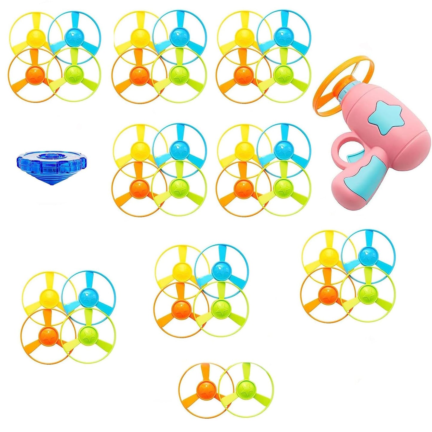 Cooway Cat Fetch Toys, Interactive Flying Cat Toy with 35 Flying Propellers,1 Spinning Tops, Dog Cat Pet Funny Tracks Chasing Toy for Cats (Pink)