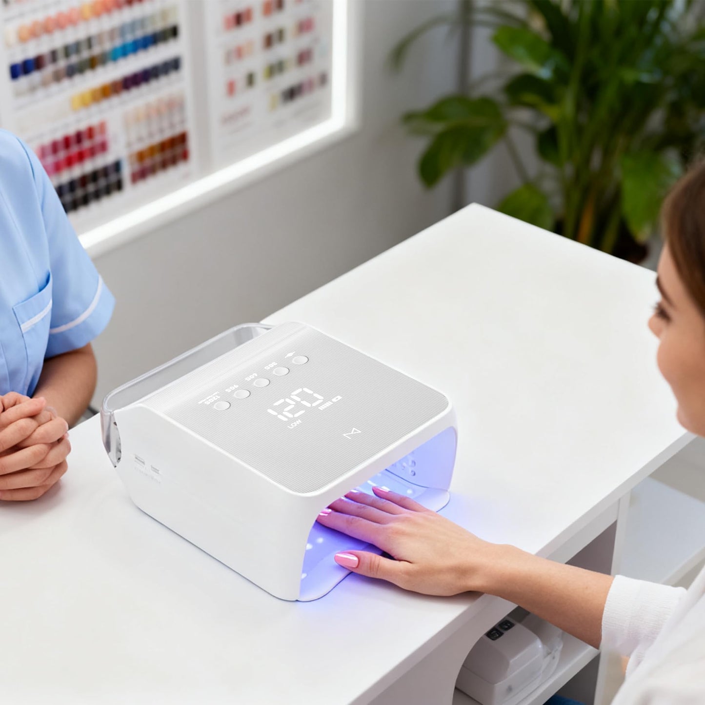 M SHIC Nail Lamp 96W UV LED, Cordless Rechargeable Nail Dryer, Professional Gel Nail Light with 48 LED Beads, Smart Sensor Timer for Gel Polish Builder Gel, Portable Salon Use – White