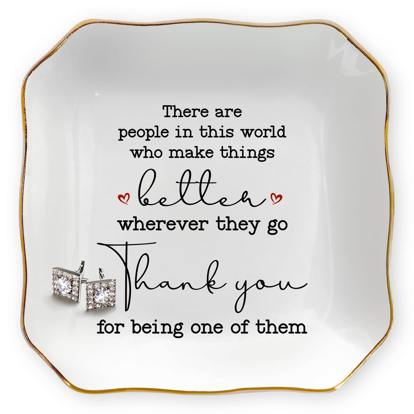 OASSIE Thank You Gifts for Women - 4"x4" Ceramic Jewelry Dish Tray - Teachers Day Nurse Week Birthday Appreciation Inspirational Retirement Teacher Appreciation Gifts for Women Coworkers Boss