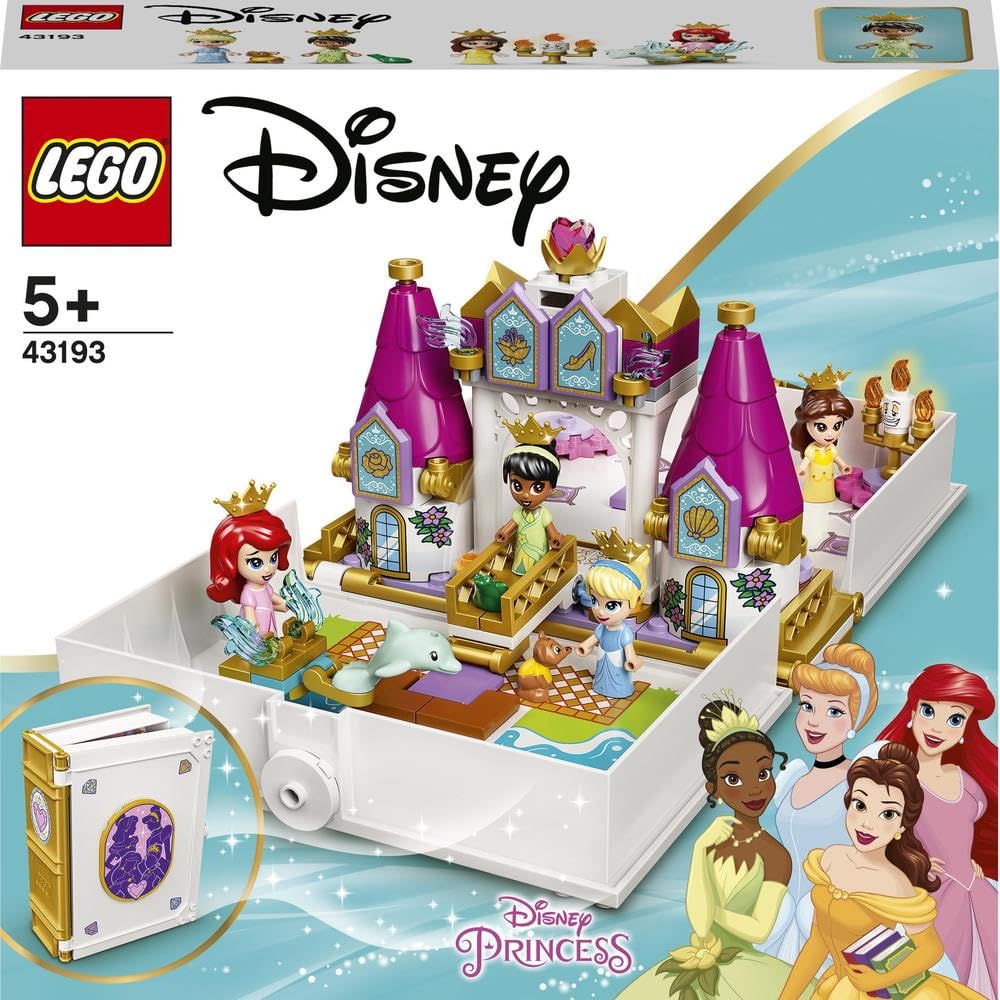Lego® Disney Ariel, Belle, Cinderella and Tiana’s Storybook Adventures 43193 Building Kit; A Fun Buildable Toy Gift for Kids