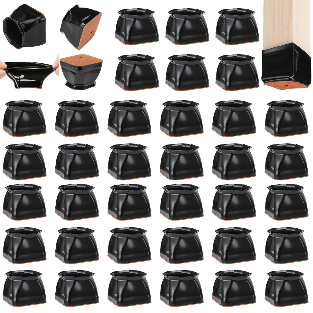 36 Pack Square Chair Leg Floor Protectors for Hardwood Floors