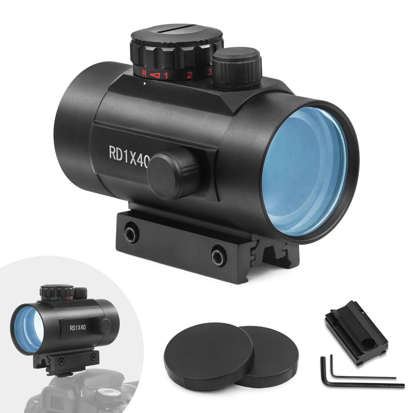 Astromania 1X40RD Reflex Red Green Dot Sight Lighted Scope Mount to fix to a DSLR Camera Flash Type Connection