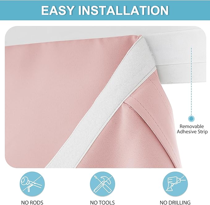 RYB HOME Blackout Door Curtain for Window, Privacy French Door Thermal Insulated Tie up Shade for Living Room Dining/Front/Tricia/Glass Window Curtains, W26 x L69 inch, 1 Panel, Orange Pink