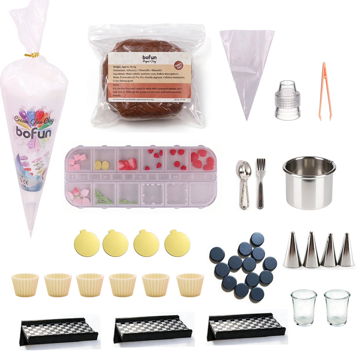 BoFUN DIY Miniature Dessert Fridge Magnet Craft Kit, 1:12 Scale Craft Set for Adults Teens, Handmade Supplies with Magnetic Backing, Home Decor Birthday Gift