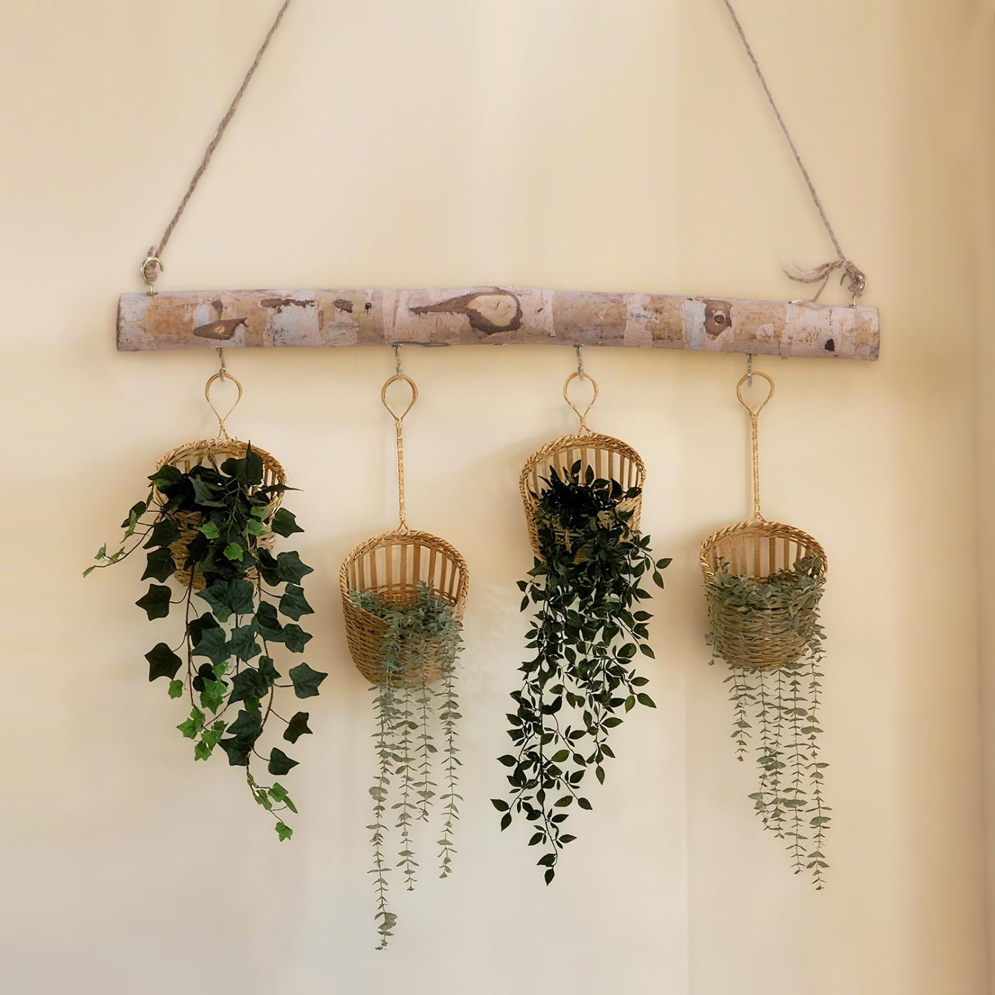 MECCANIXITY 15'' Driftwood Wall Hanging, Driftwood Jewelry Hanger Decorative Branches with 5 Hooks for DIY Art Crafts Wall Hanging Woven, Style 3