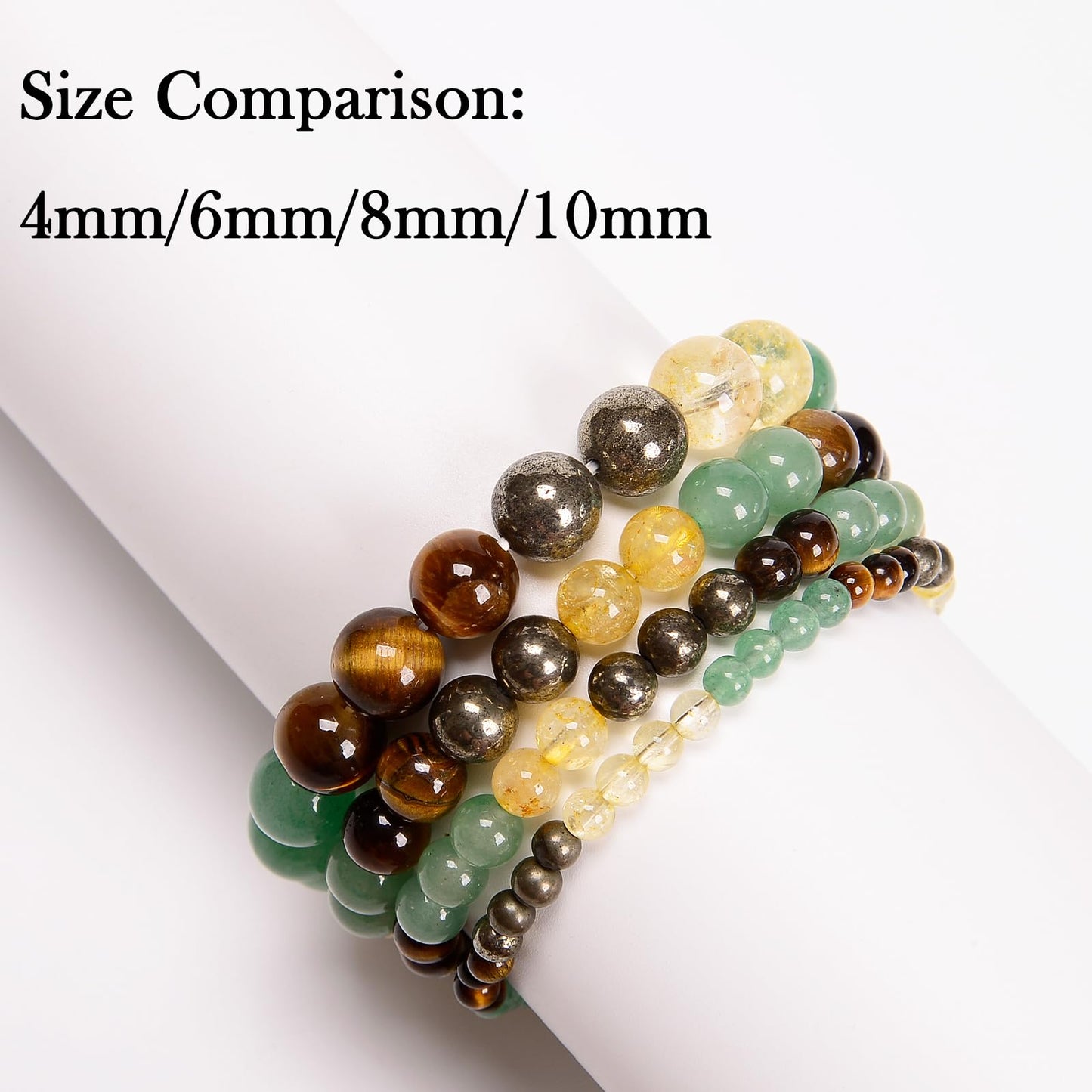 Handmade Natural Gemstone Elastic Bracelet - Healing Crystal Beads Jewelry, Unisex (Wealth Prosperity, 8mm)