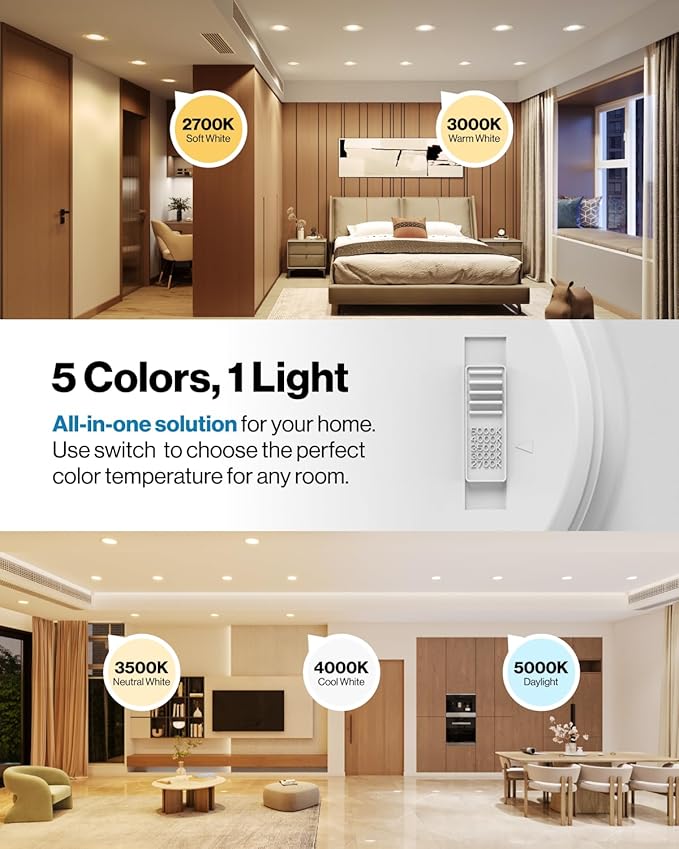 Sunco 16 Pack 6 Inch LED Recessed Light, Retrofit Downlight Can Lights for Ceiling, Baffle Trim, 1050 LM, 13W (75W Equivalent), Selectable CCT 2700K/3000K/3500K/4000K/5000K, Dimmable, Damp Rated UL.