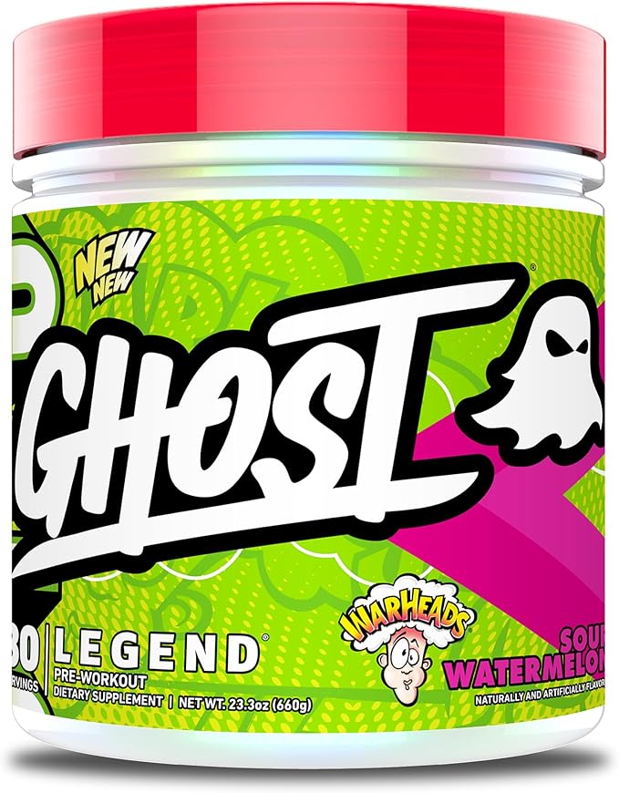 GHOST Legend Pre-Workout Powder, Warheads Sour Watermelon - 30 Servings – Pre-Workout for Men & Women with Choline, L-Citrulline, & Beta Alanine for Energy & Focus