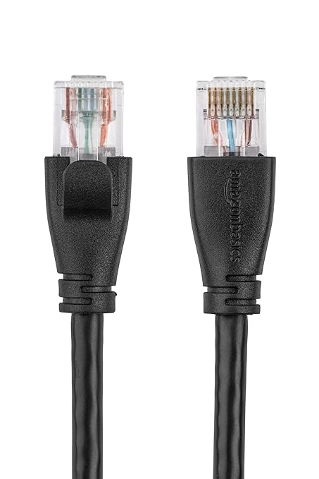 Amazon Basics RJ45 Cat-6 Ethernet Patch Cable, 1Gpbs Transfer Speed, Gold-Plated Connectors, 50 Foot for PC, TV, Tablet, Router, Printer, Black