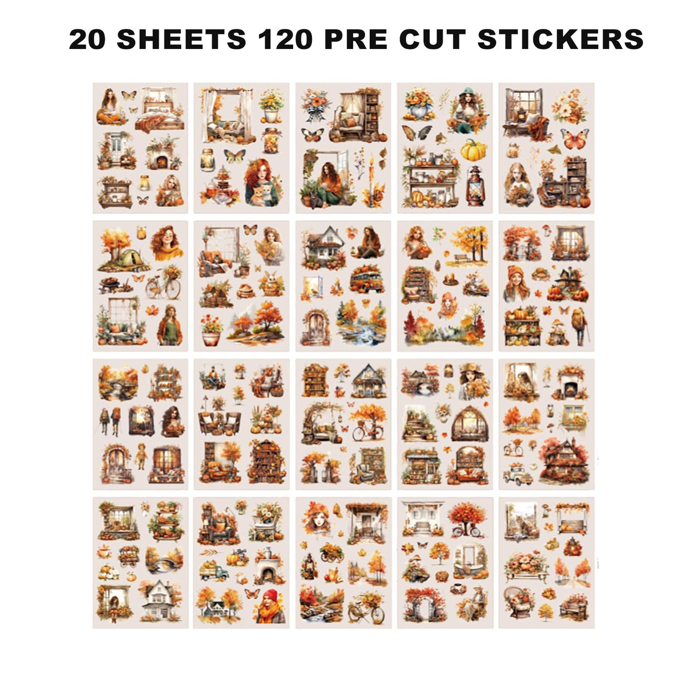 Auguro 4 Books for Seasons Stickers for Scrapbooking 480 Pre-Cut Pet Transparent Stickers for journaling Spring Summer Fall and Winter Sticker