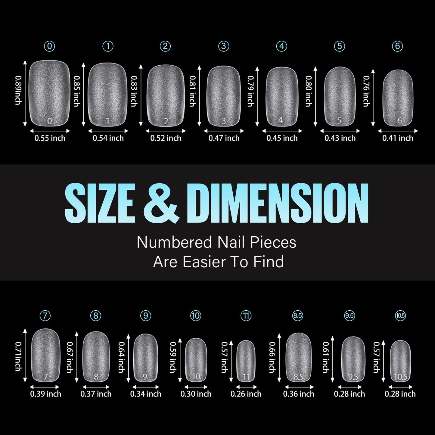 TOMICCA Short Oval Nail Tips, 240Pcs 15Sizes Double Sided Matte Nail Tips for Manicure, Acrylic Full Cover Fake False Press on Nails for Home DIY Art