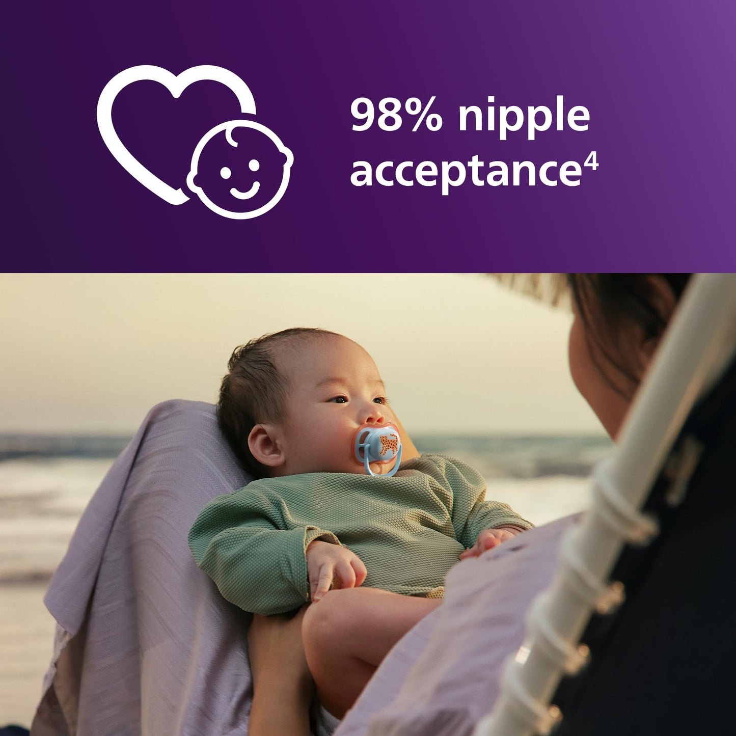 Philips Avent Ultra Air Pacifiers - Orthodontic Design, for Babies 0-6 Months, Soft Silicone Symmetrical Nipple, BPA-Free, 2 Sterilizing Cases, 4 Pack, SCF087/19