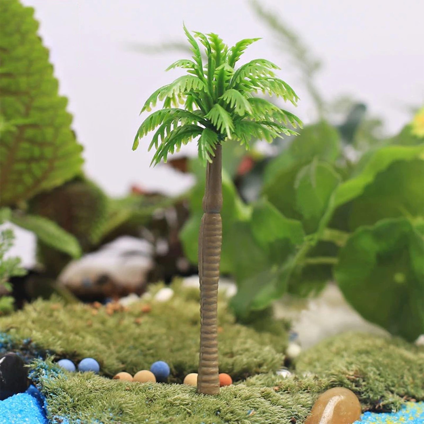 Cayway 50 PCS Model Trees Coconut Palm Model Trees, Mixed Model Trees for Model Train Railway Architecture Diorama DIY Scenery Landscape