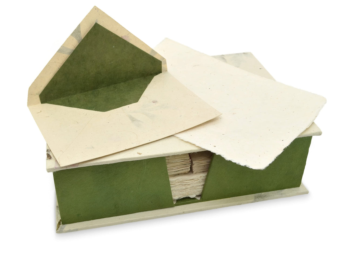 Kathmandu Valley Co. Vintage Stationery Gift Box Set with 50 Handmade A5 Deckle-edge Lokta Paper Sheets and 30 Envelopes (Forest Wanderer)