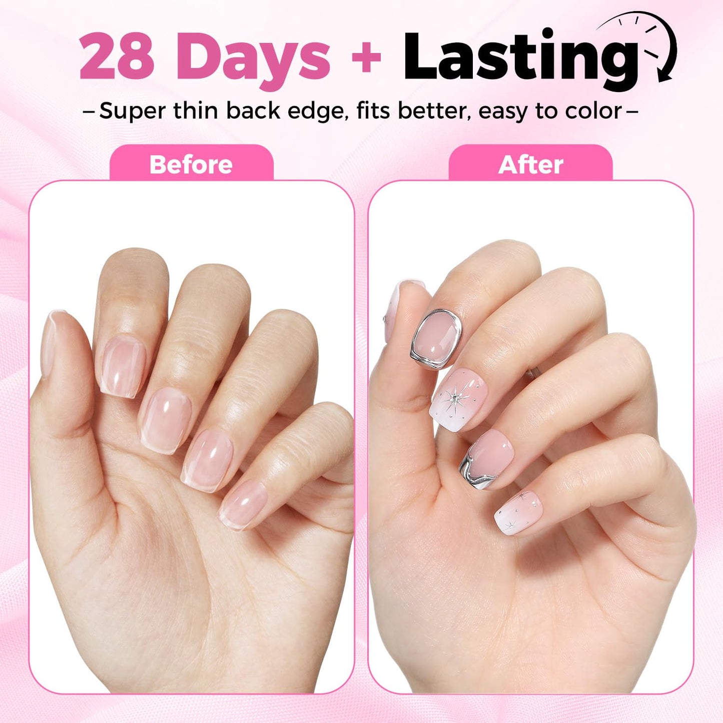 UNA GELLA 312Pcs Extra Short Squoval Nail Tips, Square Pre-Etched Half Matte Soft Gel Nail Tips Square Full Cover, No File Needed Clear Squoval Acrylic False Nails for DIY Nail Art Extension 12 Sizes