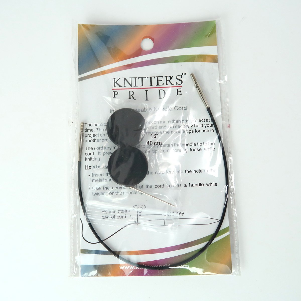 Knitters Pride Interchangeable Black Cord Variety Pack - 6 Common Sizes, 16, 24, 32, 40, 47, 60