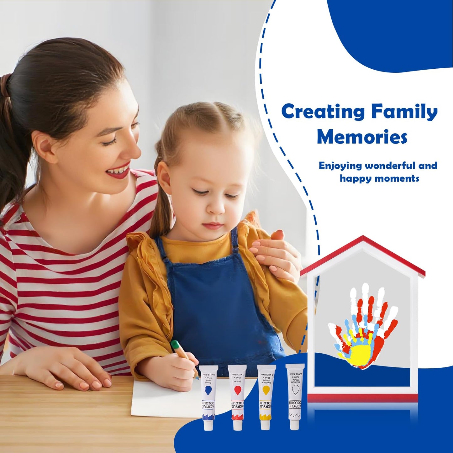 CHERRY CHEERS Exclusive House Shaped Family Handprint Kit; Unique DIY Keepsake, Complete Set, Meaningful Gift for Home Decor, Family Craft & Memory Making