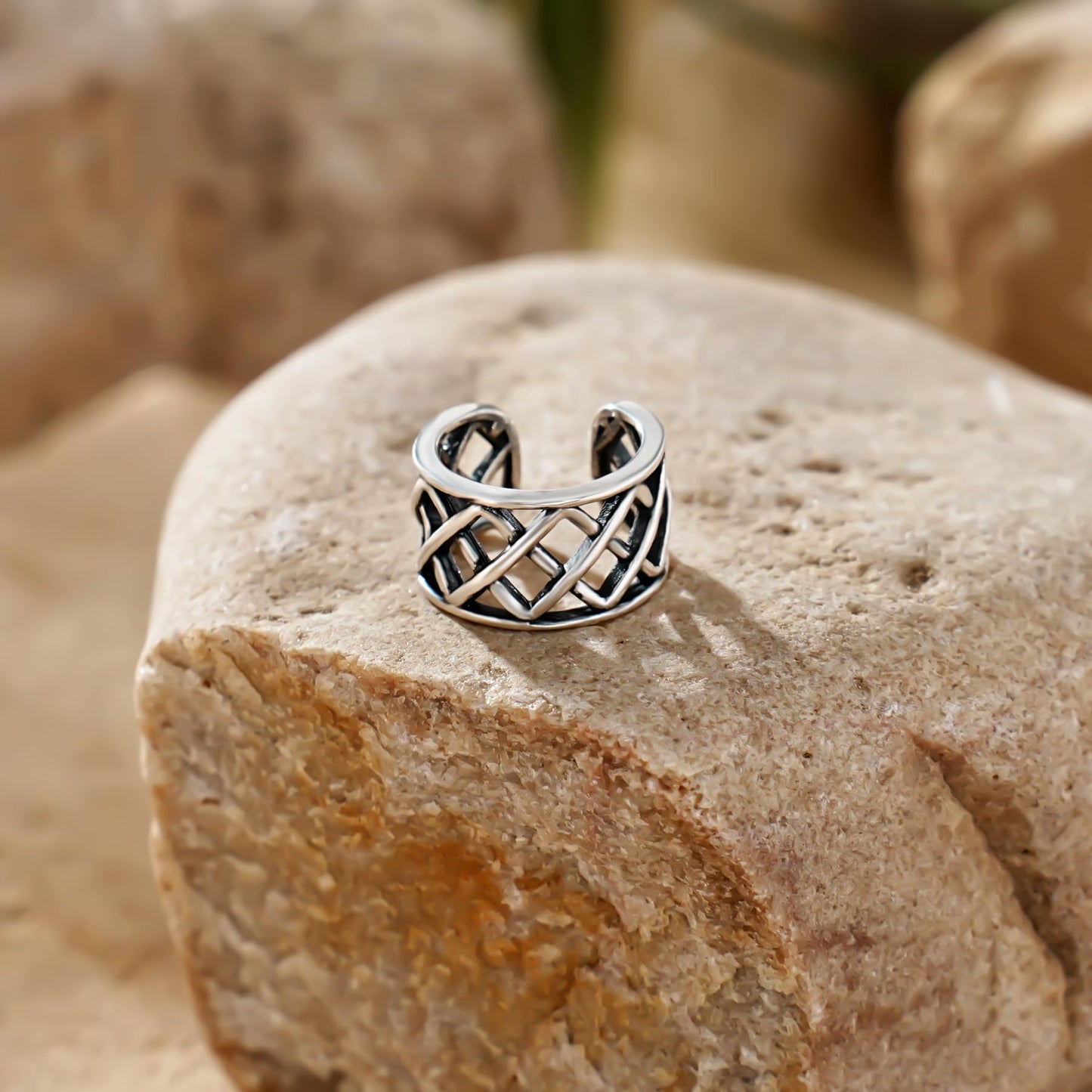 Ear Cuffs 925 Sterling Silver Oxidised Ear Cuffs Non Piercing Geometric Wide Ear Conch Clip on Earrings for Women Adjustable