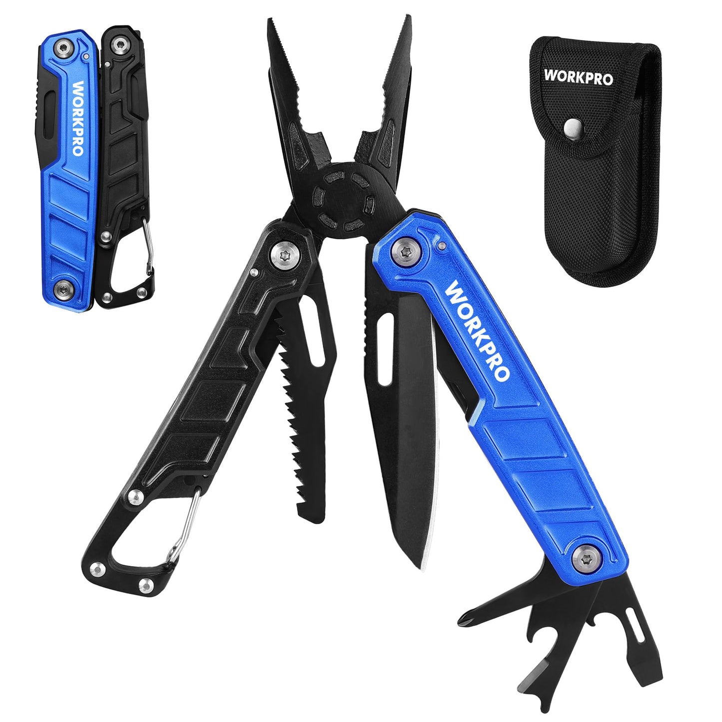 WORKPRO Multitool-11 in 1 Camping Tools with Mini Hammer-EDC Gear Multi Tools Hammer with Safety Lock and Pouch-Mini Multitools Gifts for Men and Women-Camouflage