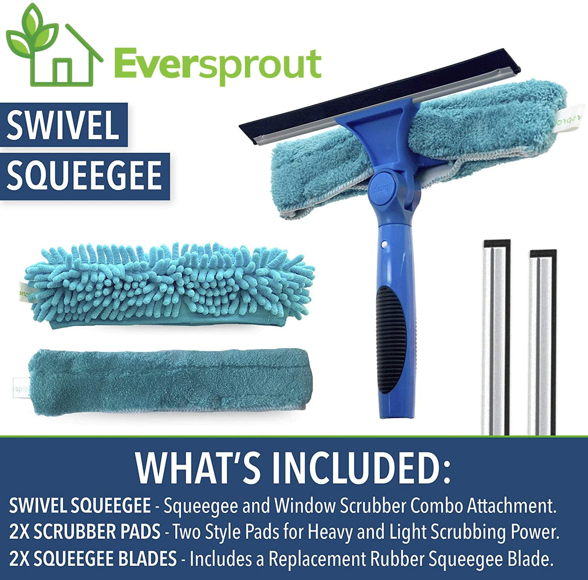 Swivel Squeegee & Microfiber Window Scrubber