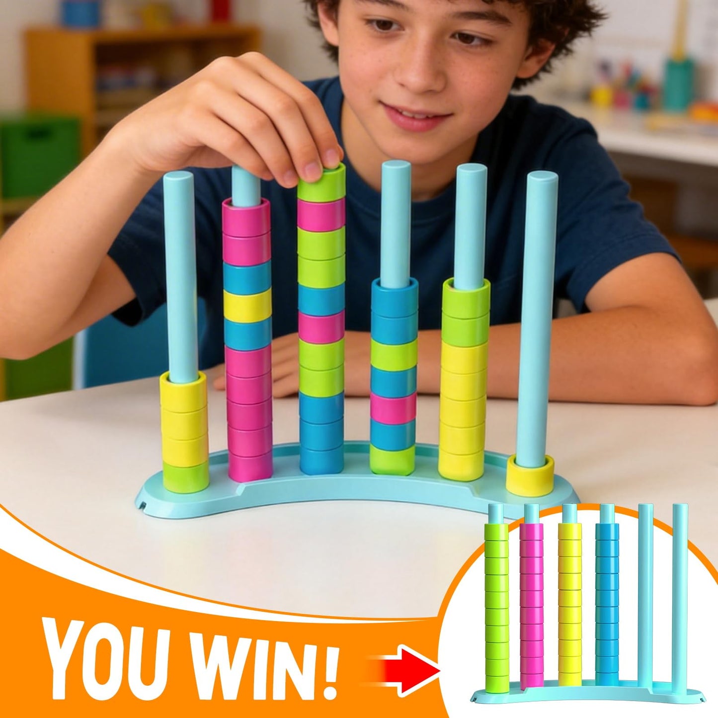 BBnote Color Matching Challenge Game, Fast Pattern Match Ring Stacking Puzzle Stack Games, 1-2 Players, Family Board Game for Kids & Adults, Birthday Easter Christmas Party Gifts for Boy & Girl