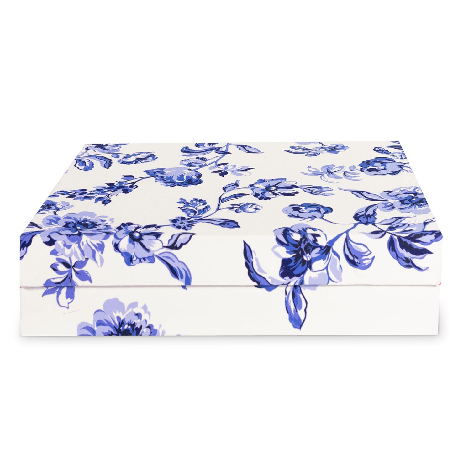 kate spade new york Heirloom Storage Box, 14" x 10" x 3" Decorative Organizer for Keepsakes, Greyboard Gift Box with Bookcloth Cover (Floral Toile)