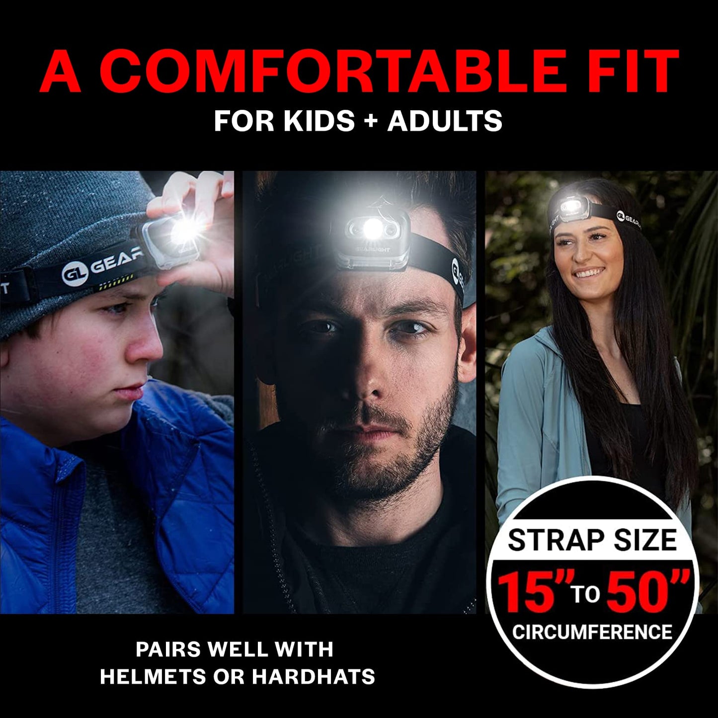 LED Headlamp 2-pack Battery Powered (AAA) (Batteries Not Included) | Head Lamp for Running Hunting Camping Fishing Hiking with Red Light and Adjustable Headband - Bright Forehead Headlamp 7 Modes