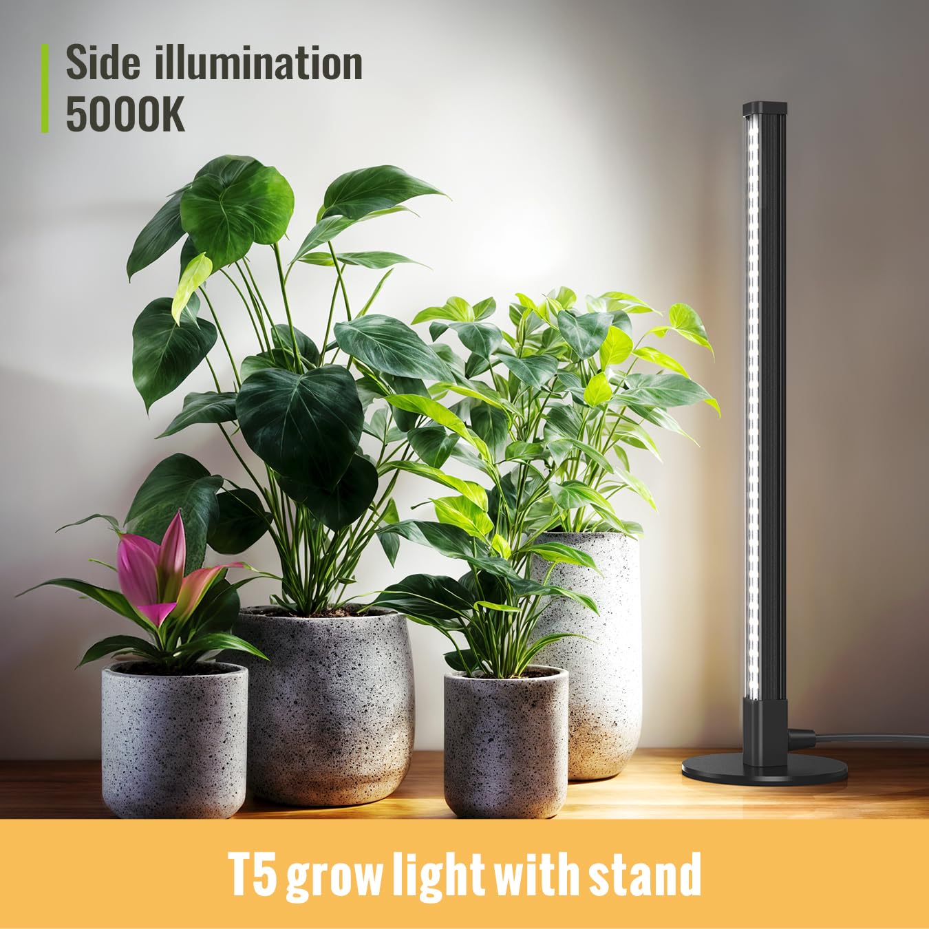 SpeePlant Vertical Grow Light, 72 LEDs Full Spectrum Light Bar, 5000K Wide Illumination Area Desk Light,1.4FT Stand Plant Lamp for Tall Houseplants, Tropical Plants, Foliage with On/Off Switch