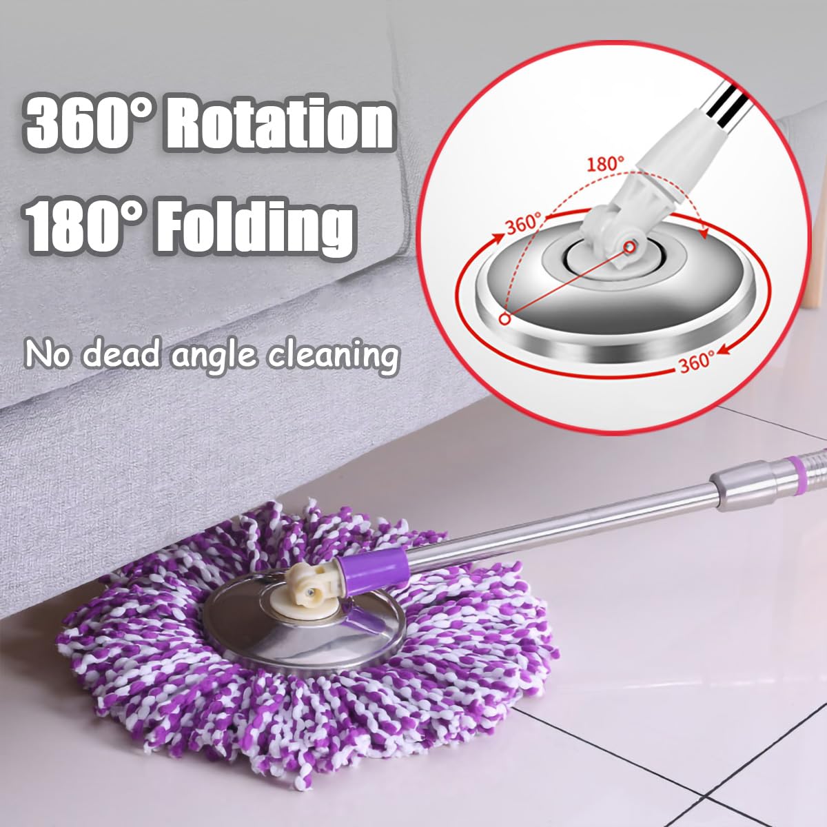 Extended Spin Mop Replacement Mop Handle (3 Count)