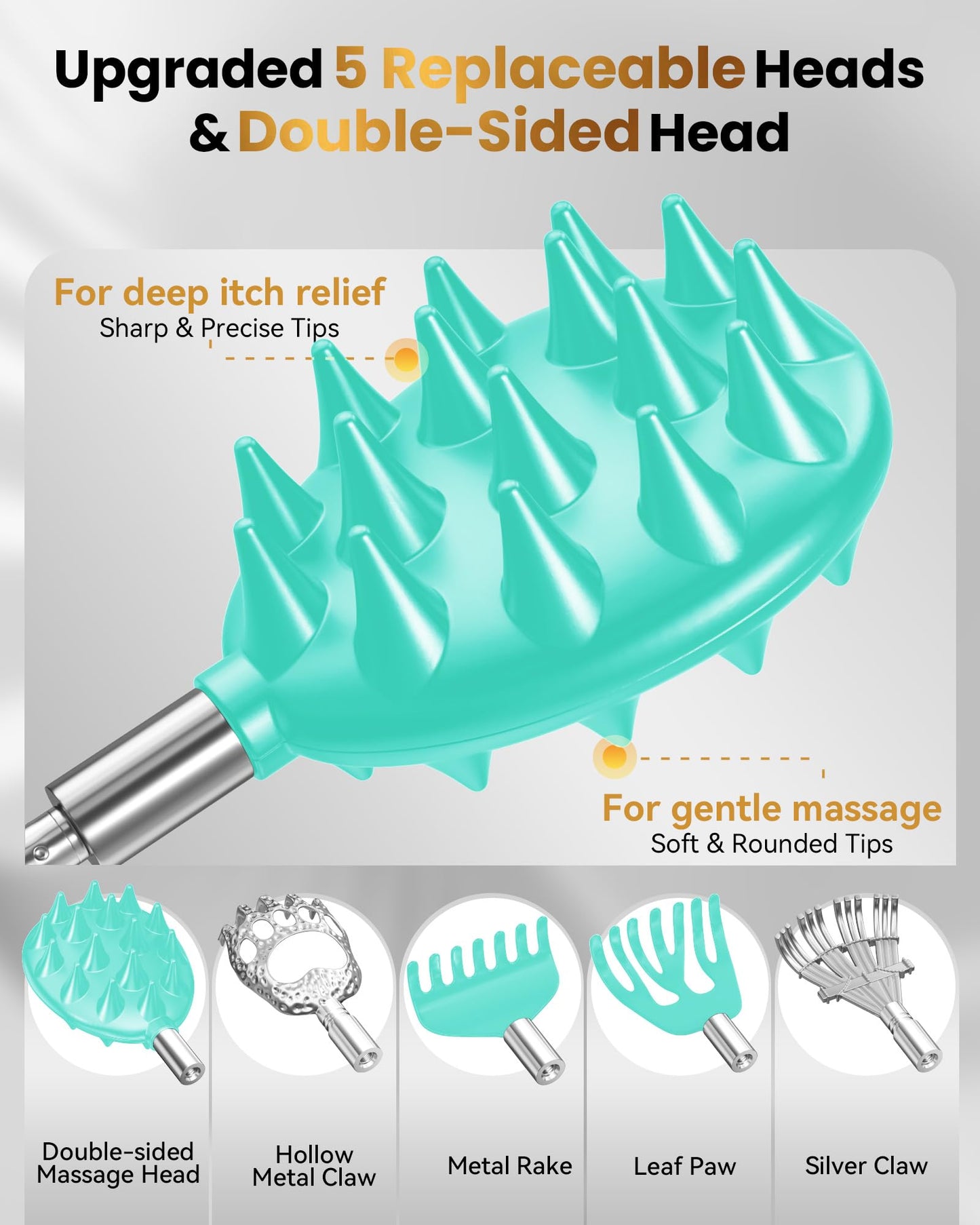 Telescoping Back Scratcher with 5 Detachable Heads, Valentines Day & Birthday Gifts for Men Women, Husband, Funny White Elephant Gifts for Adults with Gift Box