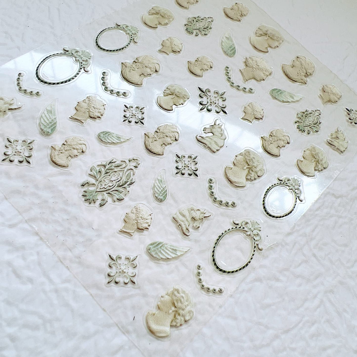 NAIL ANGEL 7Sheets Nail Art Adhesive Sticker Sheet 3D White Wedding Frame Shapes Nail Art Decoration 10310