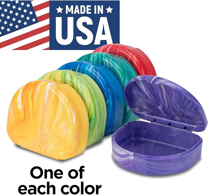 Practicon Marble Retainer Cases, Clear Aligner Case, Dental Orthodontic Retainer Boxes, Mouth Guard Holder, 6 Pack
