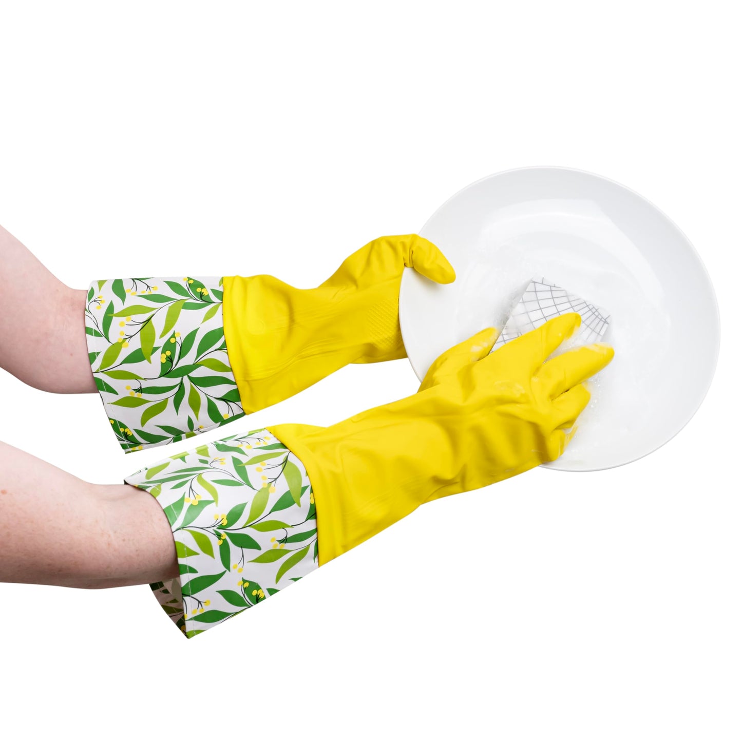 Evriholder Glam-Gloves Reusable Latex Dishwashing Gloves for Kitchen or Cleaning, Yellow, 3 Pairs, Patterns May Vary