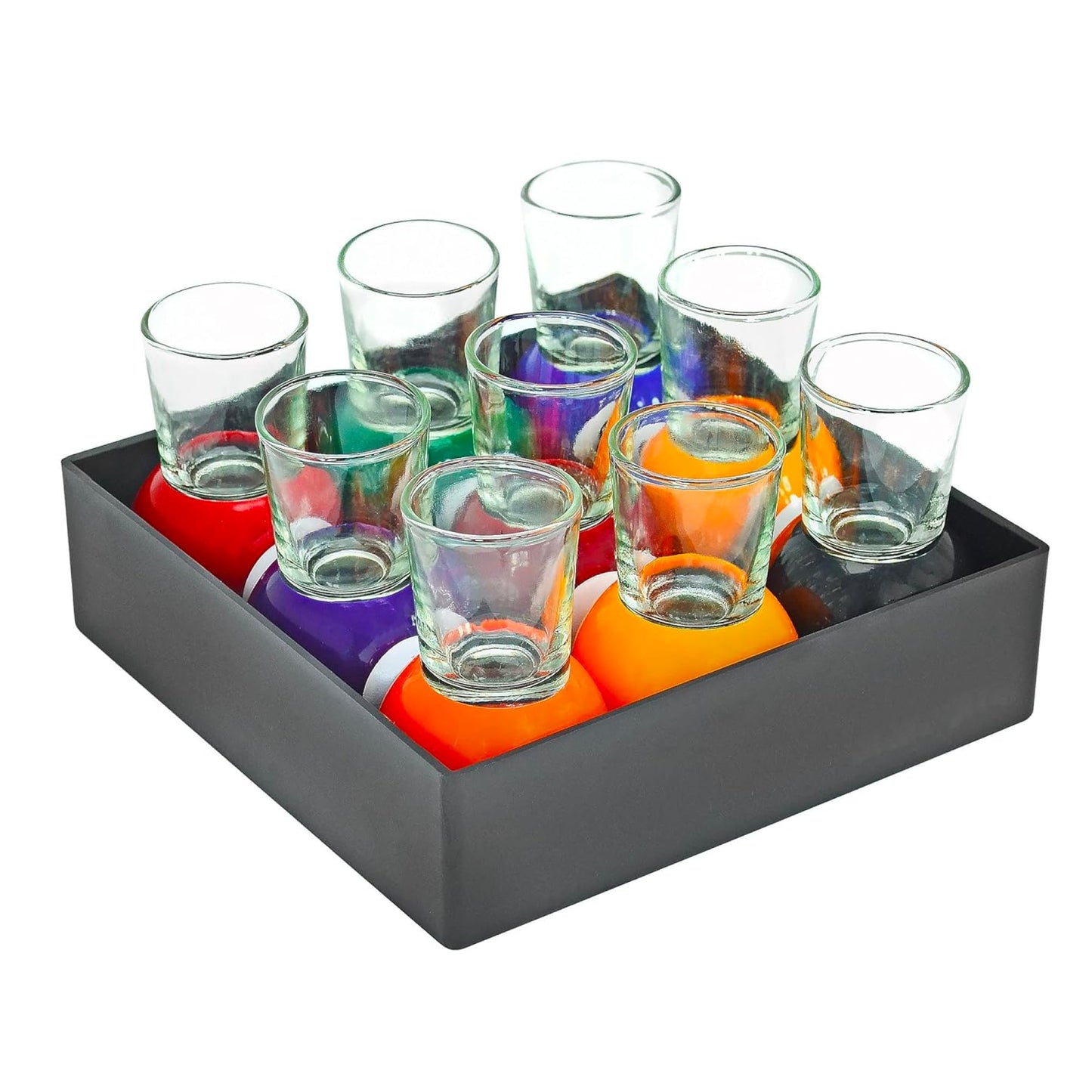 Billiards Pool Ball Shot Glasses, Set of 9 - Fairly Odd Novelties - Fun Sports Bar Drinking Gift Pack, Multicolor,1 ounce