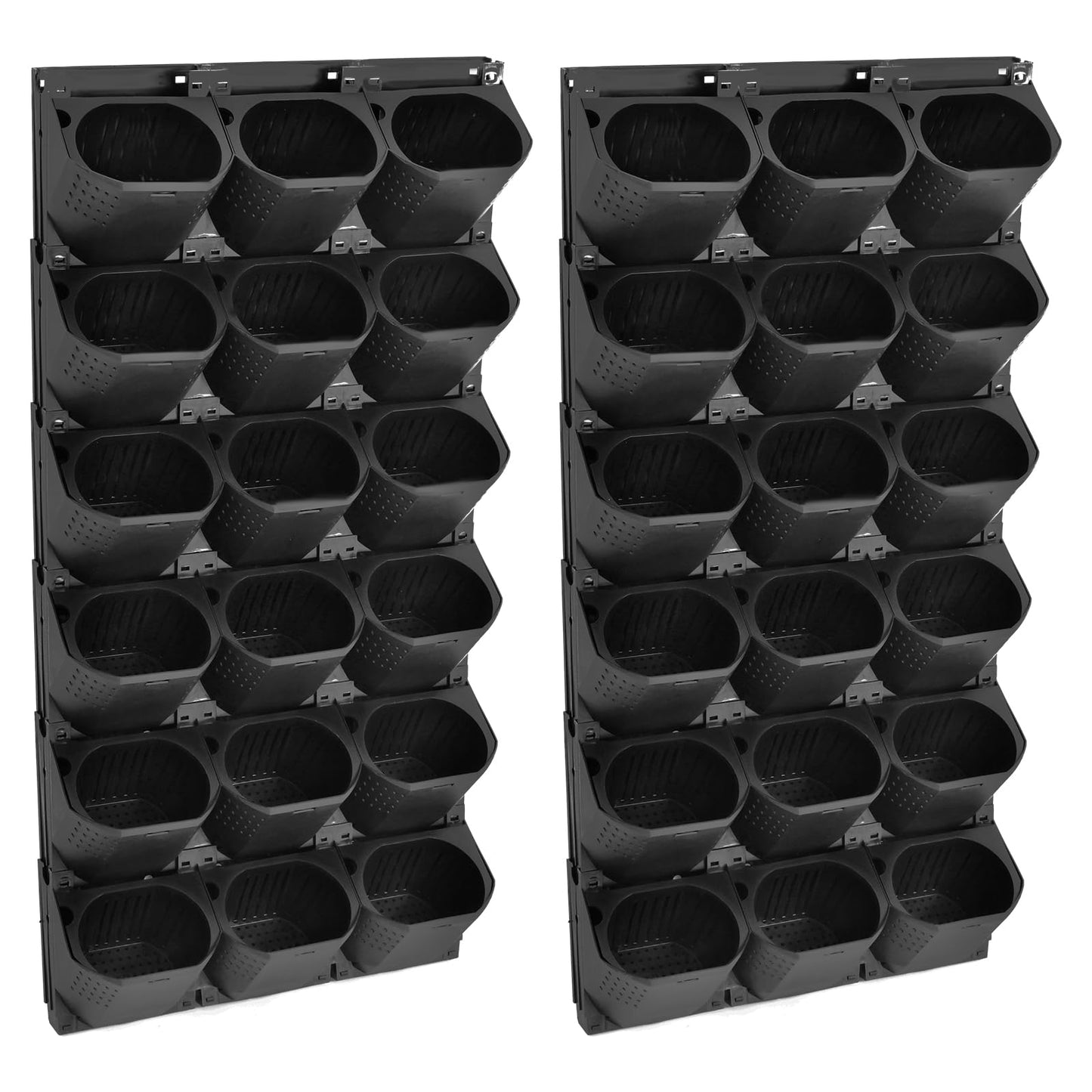 Eapmic Vertical Wall Planter with 36 Pots, Hanging Garden Plant Flowerpot Holder, Stackable Wall-Mounted Planter, Balcony Planters for Flowers Vegetables Fruits (Black, 36 Pots)