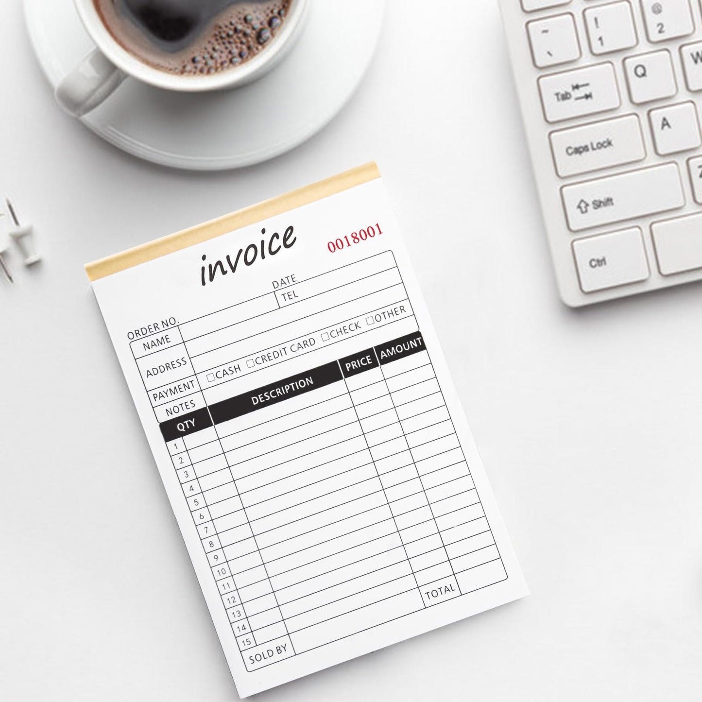 10 Pack Receipt Book, 2-Part Carbonless Sales Invoice Book with Cardboard Copies for Small Boutique Business, (8.3x5.5 Inches, 50 Sets*10) (Invoice)