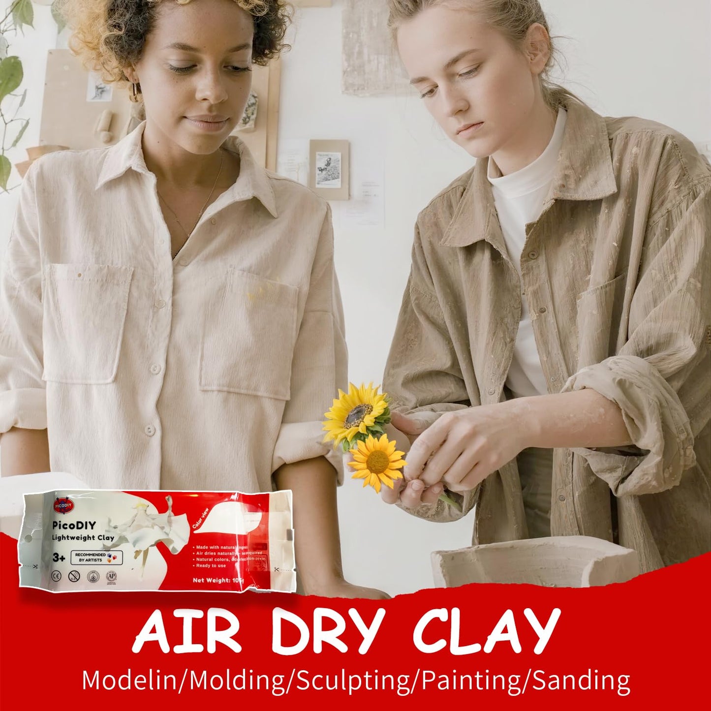 PicoDIY Lightweight Clay - Air Dry Clay, Ultra Light & Soft, Safe & Non-Toxic, Moldable & Flexible, DIY Modeling Clay for Anime Figures, Sculpting, Molding, Creative Art Crafts