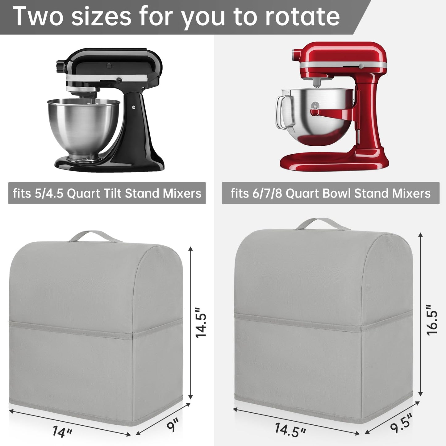 Freeamg Stand Mixer Dust Cover Compatible with Kitchenaid 4.5/5 Quart Water-resistant Kitchen Aid Mixer Cover with 3 Pockets and Handle (Grey)