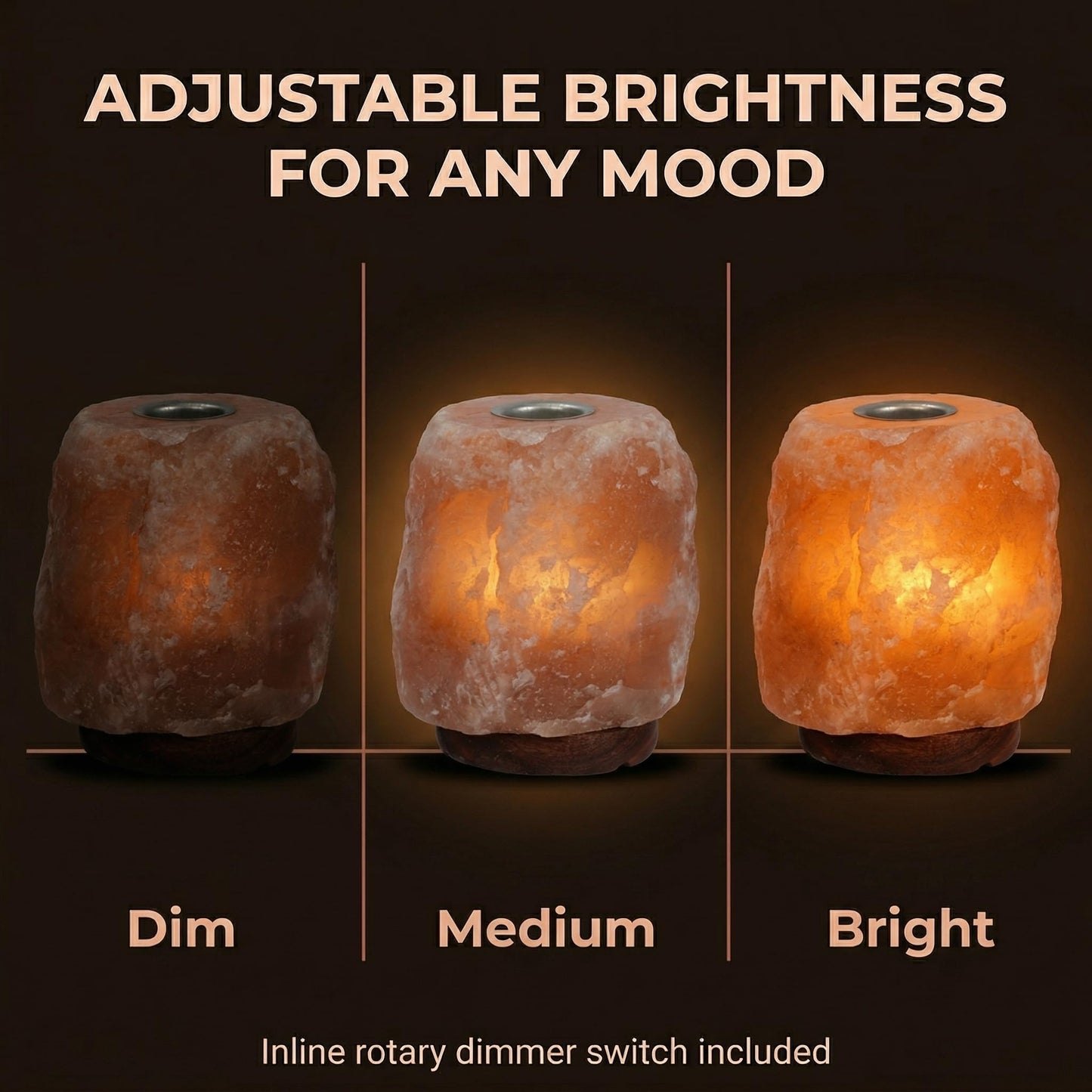 Himalayan Salt Lamp with Aromatherapy Tray & Dimmer Switch - Salt Rock Lamp for Bedroom, Relaxation & Sleep | Calming Meditation Spa Lamp | Himalayan Salt Diffuser | Warm Glow Night Light | Gift Ready