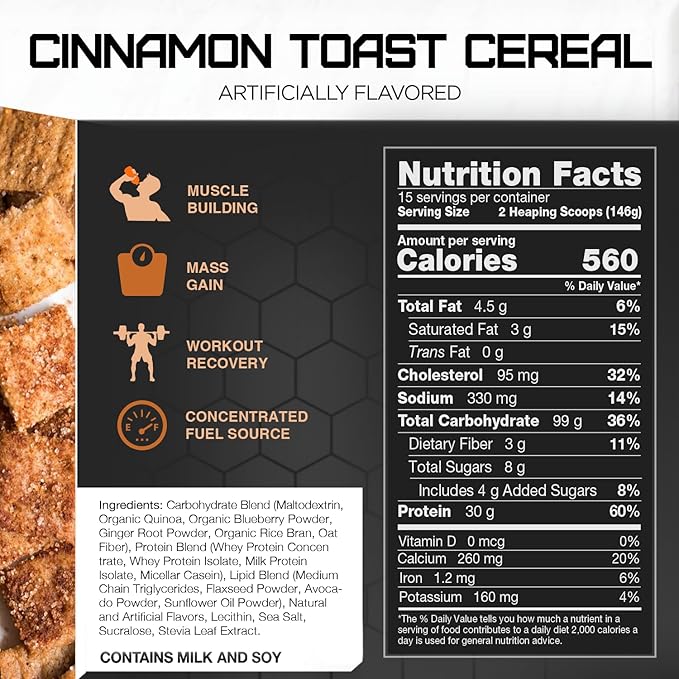 Rival Nutrition Clean Gainer - Cinnamon Toast Cereal, 5lbs