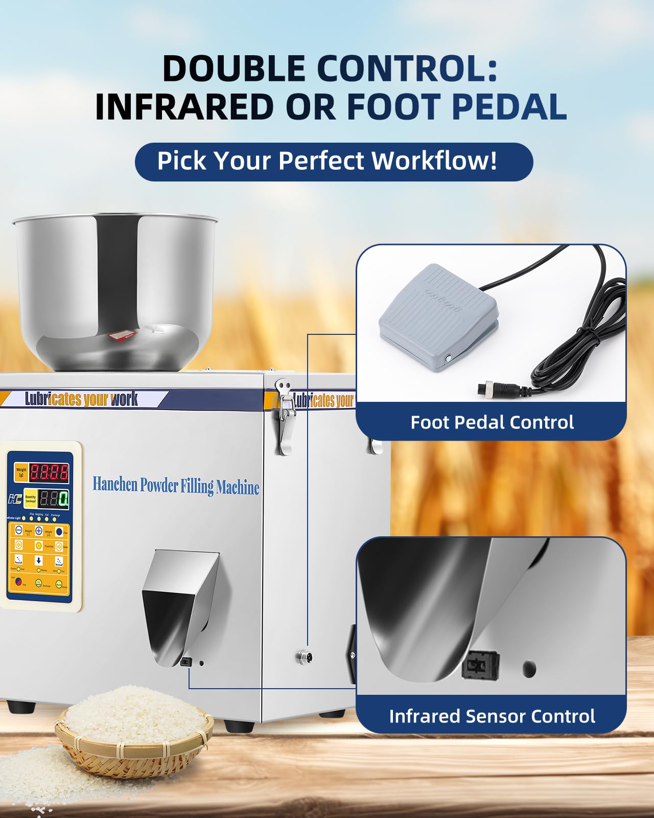 Smart Digital Powder Filling Machine & Particle Granule Dispenser - Hands-Free Infrared/Foot Pedal Control, Precise Measuring for Home & Small Workshops - Boost Efficiency with LED Display Panel